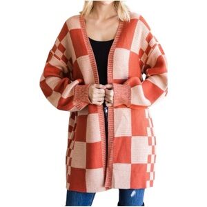JODIFL Oversized Checkered Cardigan